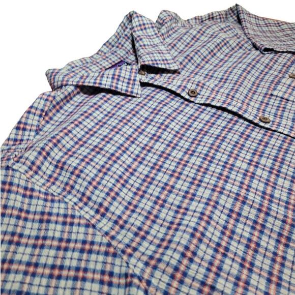 Patagonia “Worn Wear” Organic Cotton Button-Down – Men’s Large Beige/Blue Check - Picture 2 of 5
